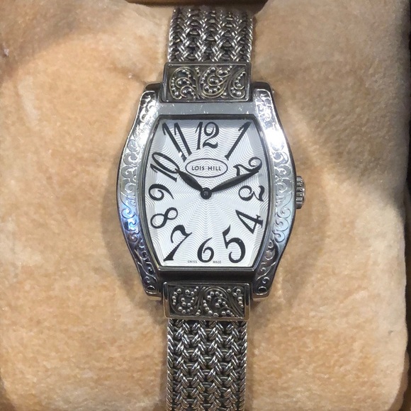 LOIS HILL Watch Sterling Silver Torneau Swiss Movement Bracelet Watch - Picture 15 of 17
